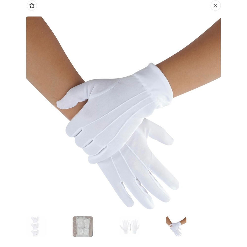 Senkary 6 Pairs White Cotton Gloves Snap Cuff Formal Parade Tuxedo Inspection